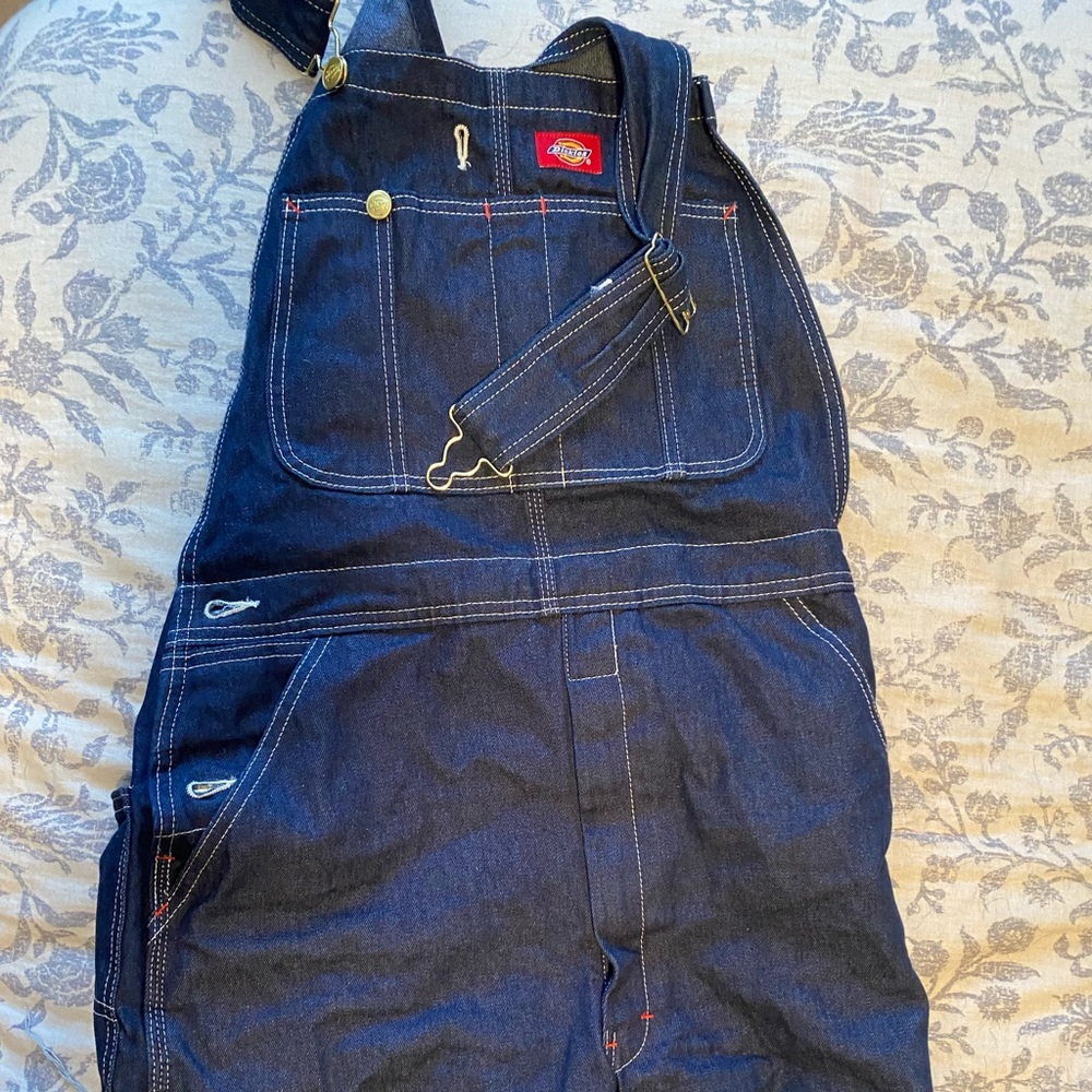 Dickies dark wash short overall!!!